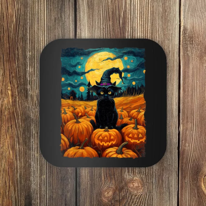 Halloween Black Cat Van Gogh Witch Kawaii Pumpkin Coaster