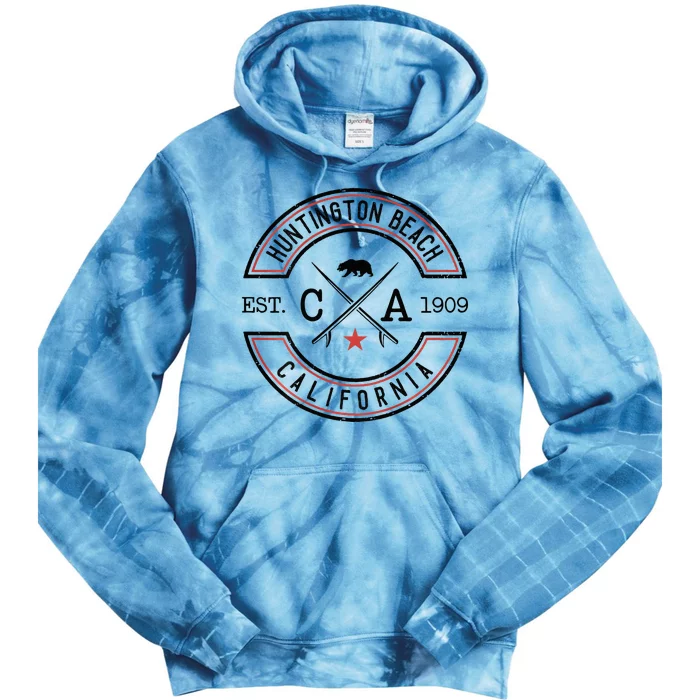 Huntington Beach California Ca Retro Surfer Tie Dye Hoodie