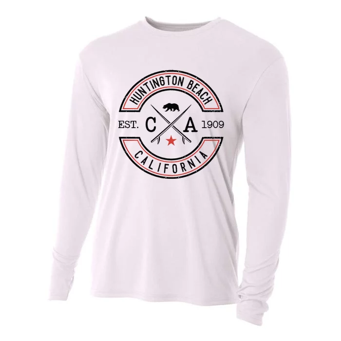 Huntington Beach California Ca Retro Surfer Cooling Performance Long Sleeve Crew