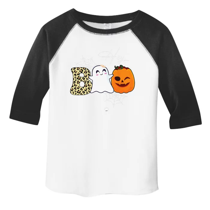 Hey Boo Cute Ghost Pumpkin Face Halloween Toddler Fine Jersey T-Shirt