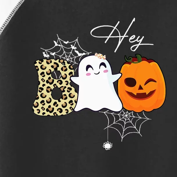 Hey Boo Cute Ghost Pumpkin Face Halloween Toddler Fine Jersey T-Shirt