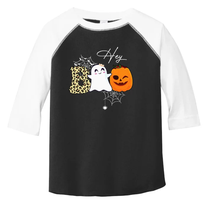 Hey Boo Cute Ghost Pumpkin Face Halloween Toddler Fine Jersey T-Shirt