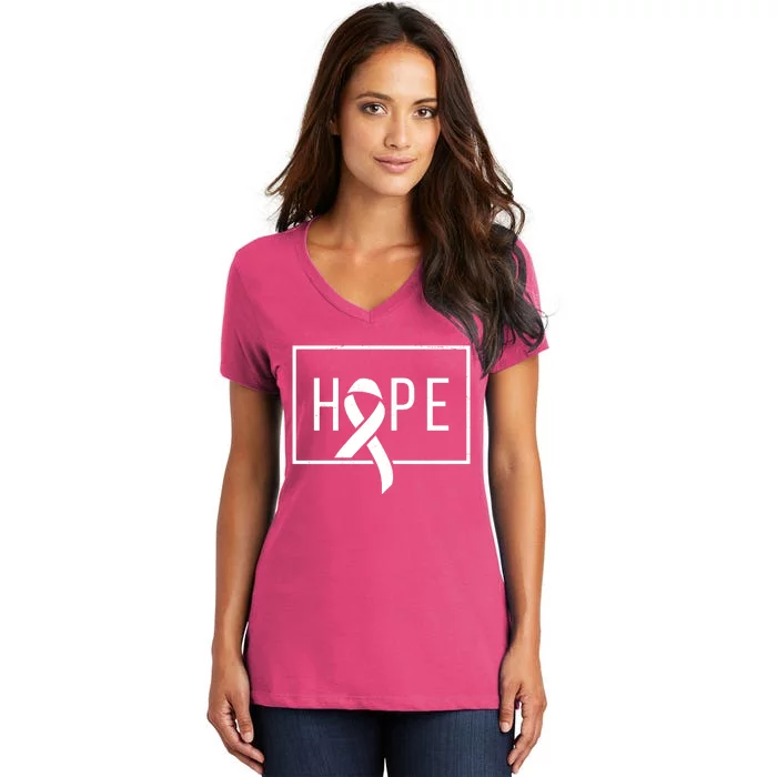 Hope Breast Cancer Awareness Ribbon Women's V-Neck T-Shirt