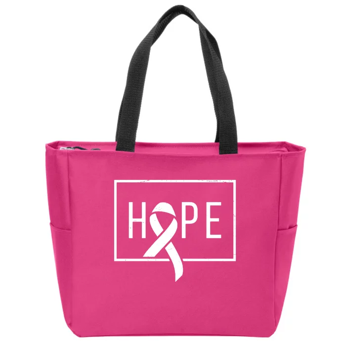 Hope Breast Cancer Awareness Ribbon Zip Tote Bag