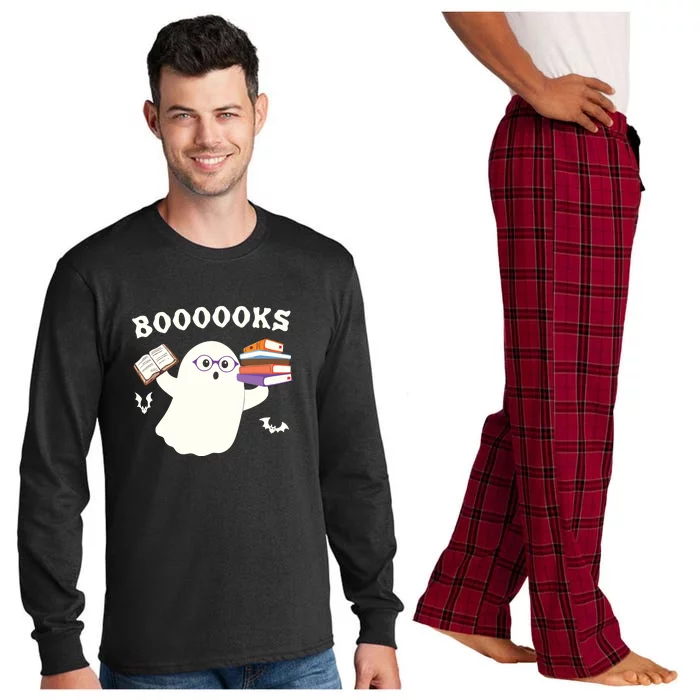 Halloween Booooks Cute Ghost Reading Library Books Long Sleeve Pajama Set