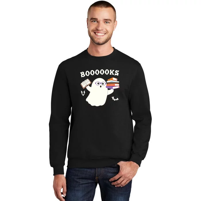 Halloween Booooks Cute Ghost Reading Library Books Tall Sweatshirt