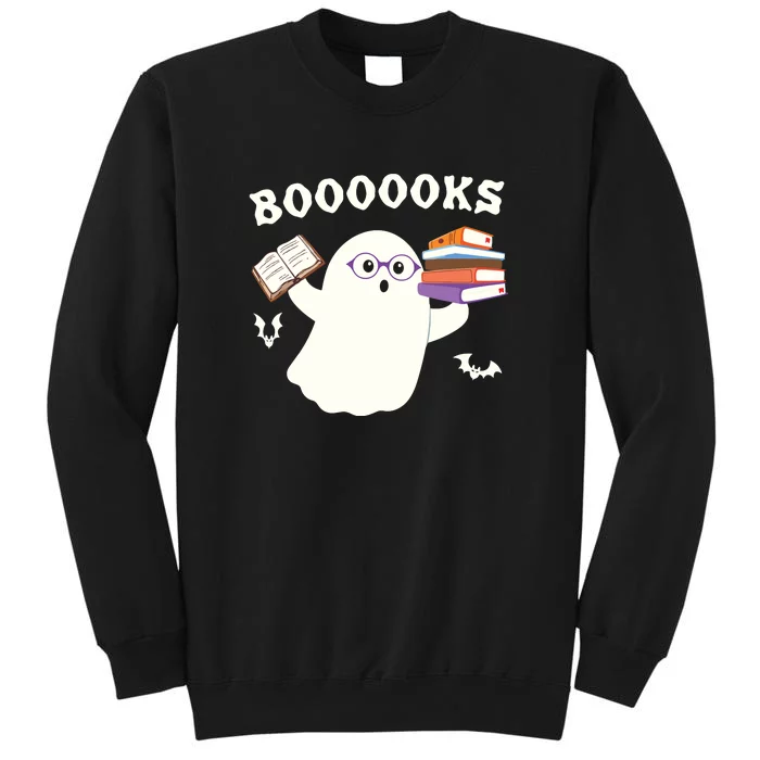 Halloween Booooks Cute Ghost Reading Library Books Tall Sweatshirt