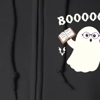 Halloween Booooks Cute Ghost Reading Library Books Full Zip Hoodie