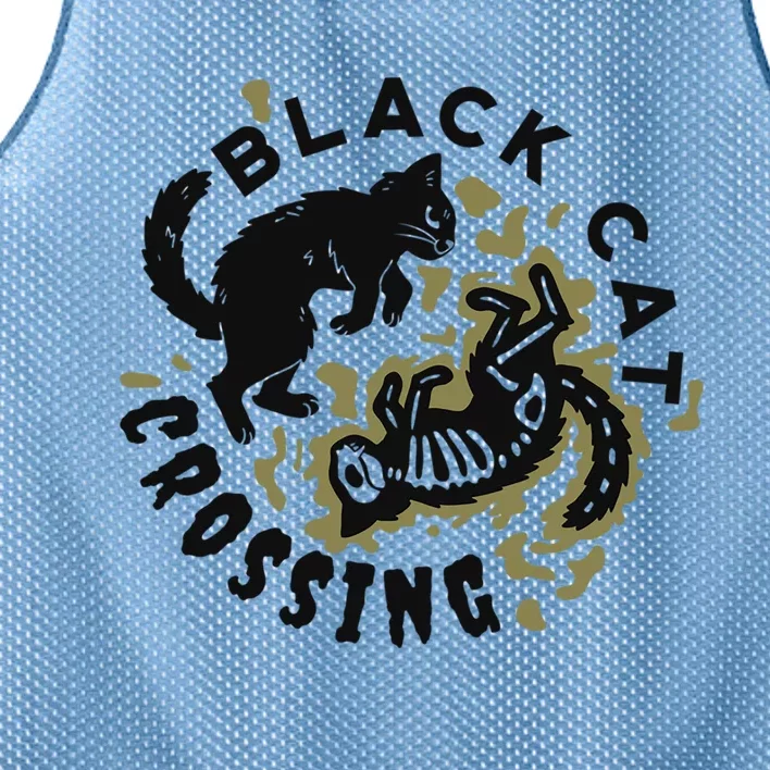 Halloween Black Cat Crossing October 31 Kitten Great Gift Mesh Reversible Basketball Jersey Tank