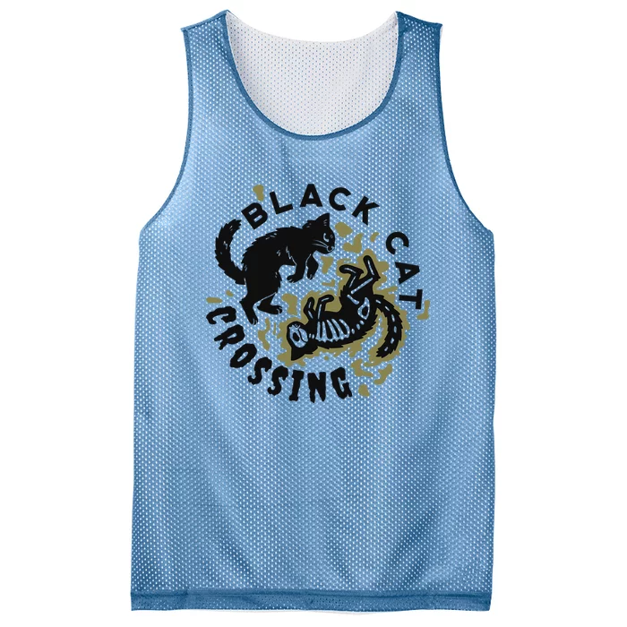 Halloween Black Cat Crossing October 31 Kitten Great Gift Mesh Reversible Basketball Jersey Tank