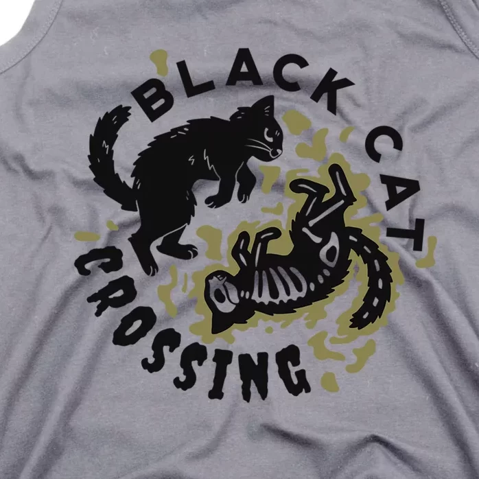 Halloween Black Cat Crossing October 31 Kitten Great Gift Tank Top