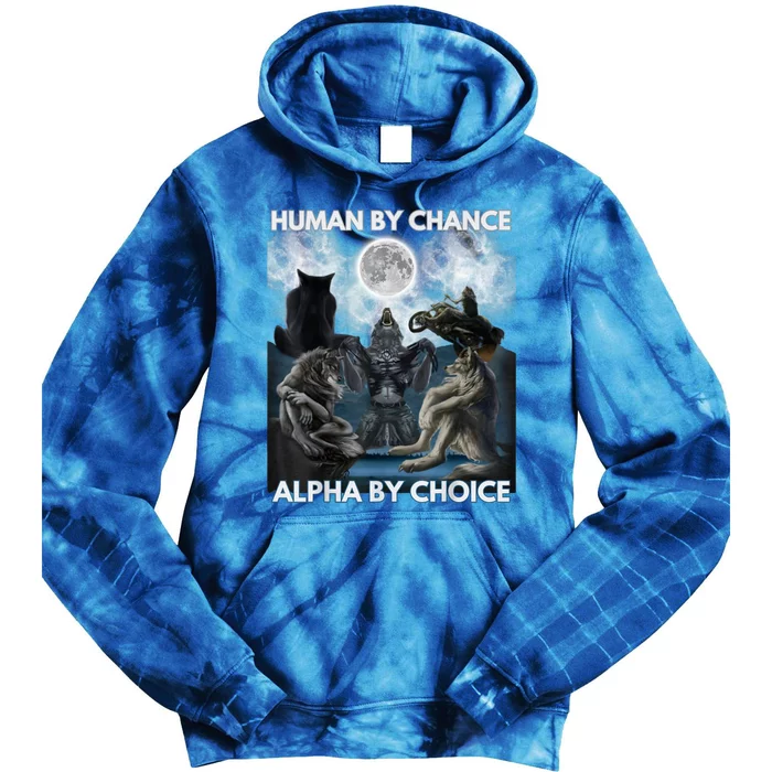 Human By Chance Alpha By Choice Wolf Vintage Tie Dye Hoodie