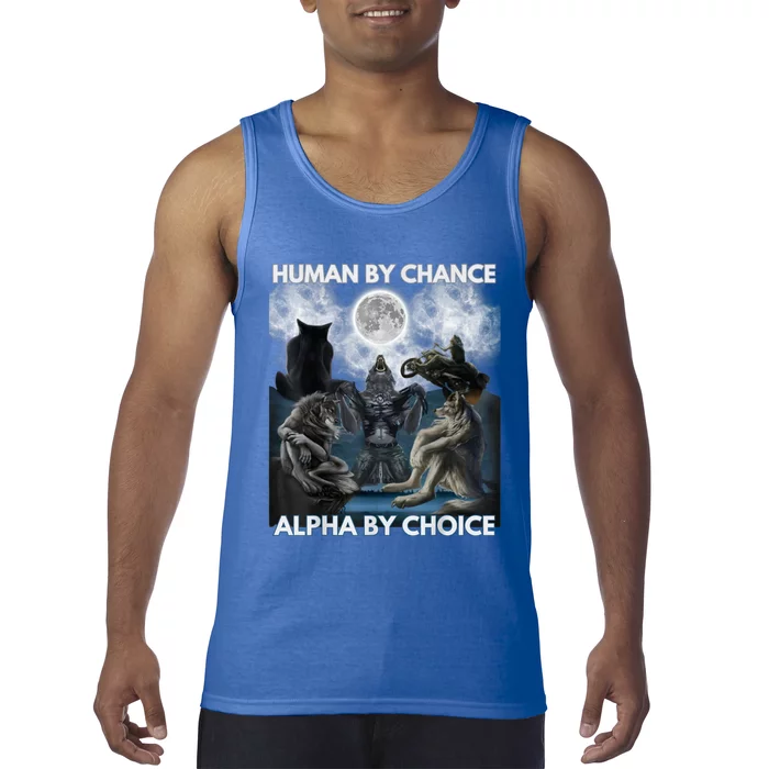 Human By Chance Alpha By Choice Wolf Vintage Tank Top