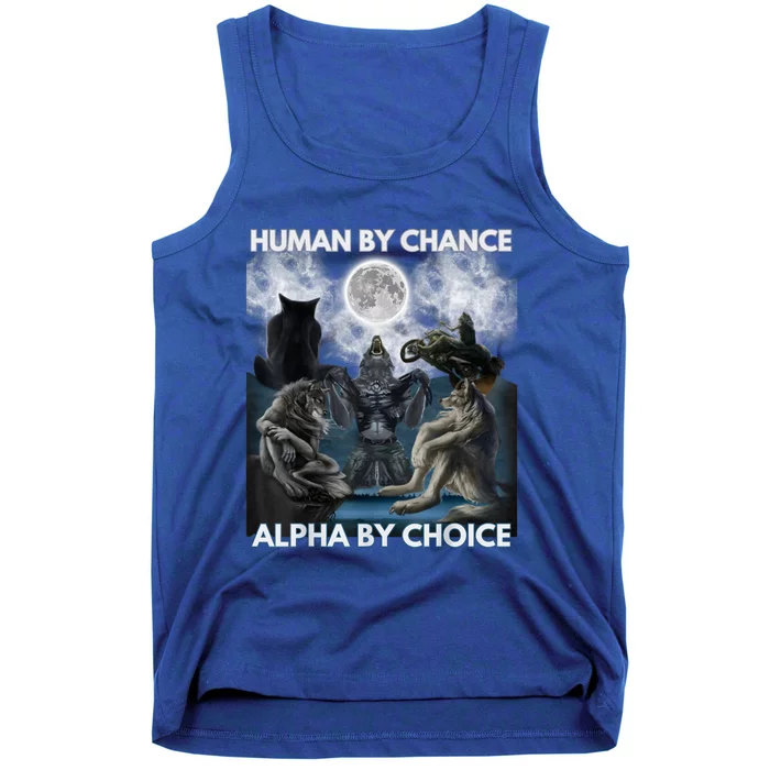 Human By Chance Alpha By Choice Wolf Vintage Tank Top