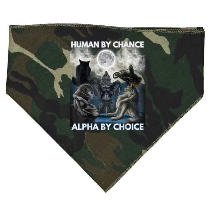 Human By Chance Alpha By Choice Wolf Vintage USA-Made Doggie Bandana