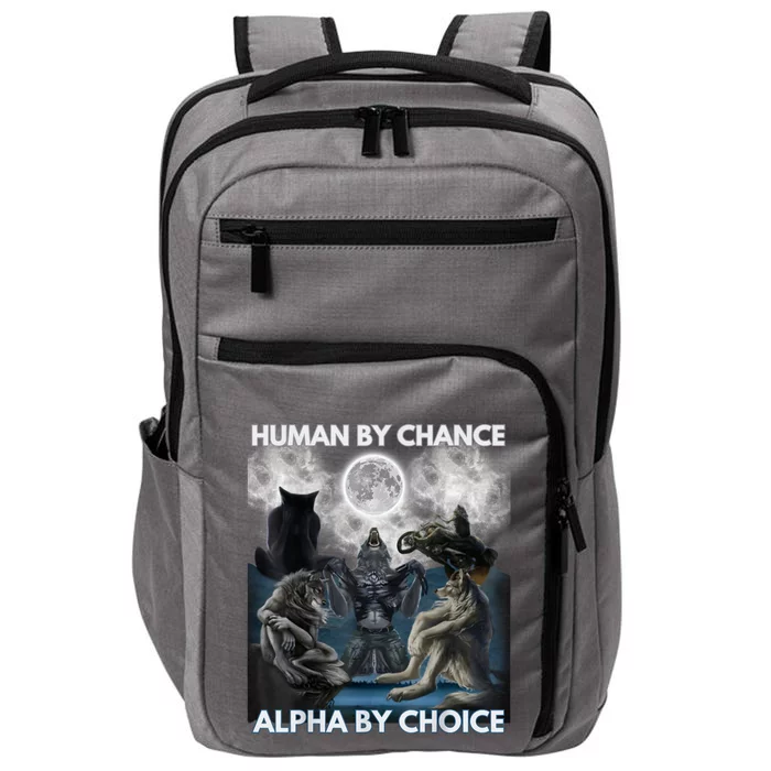 Human By Chance Alpha By Choice Wolf Vintage Impact Tech Backpack