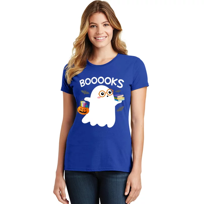 Halloween Booooks Cute Ghost Boo Reading Books Adults Gift Women's T-Shirt