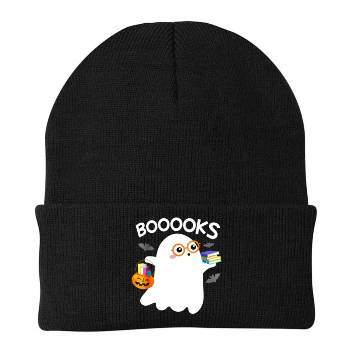 Halloween Booooks Cute Ghost Reading Library Books Halloween Knit Cap Winter Beanie