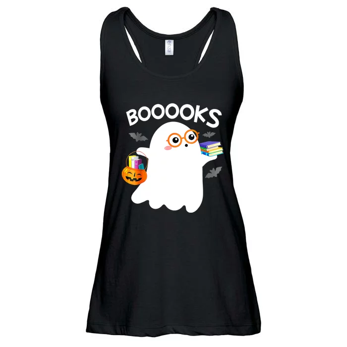 Halloween Booooks Cute Ghost Reading Library Books Halloween Ladies Essential Flowy Tank