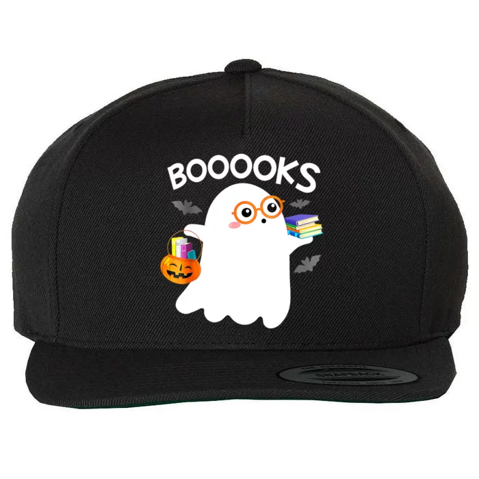 Halloween Booooks Cute Ghost Reading Library Books Halloween Wool Snapback Cap