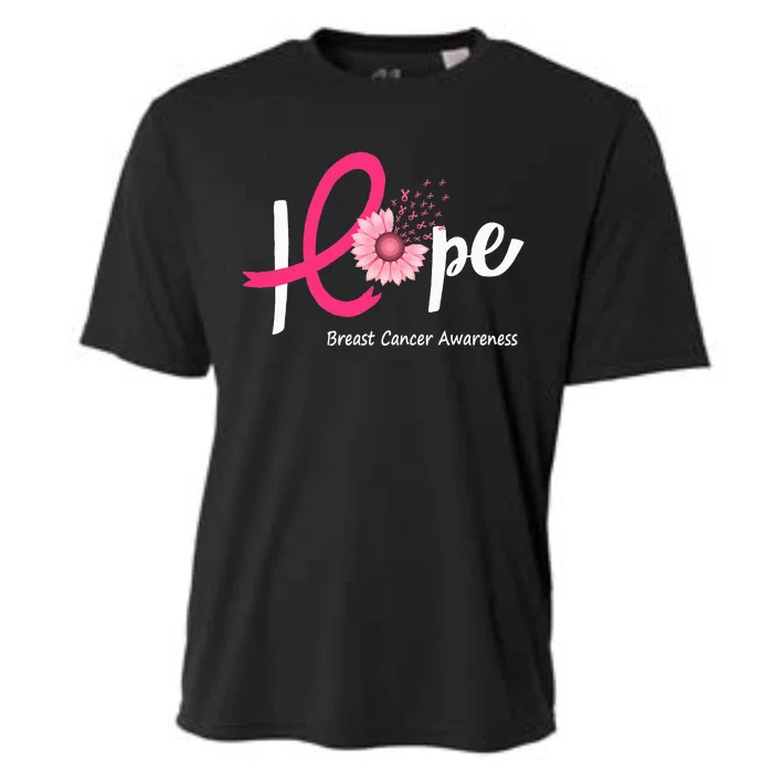 Hope Breast Cancer Pink Ribbons Sunflower October Month Cooling Performance Crew T-Shirt