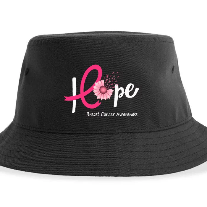 Hope Breast Cancer Pink Ribbons Sunflower October Month Sustainable Bucket Hat