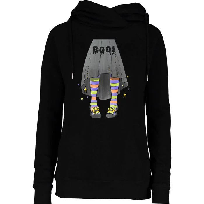 Halloween Boo Cute Unique Funny Family Womens Funnel Neck Pullover Hood