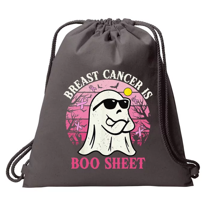 Halloween Breast Cancer Is Boo Sheet Groovy Spooky Mom Drawstring Bag