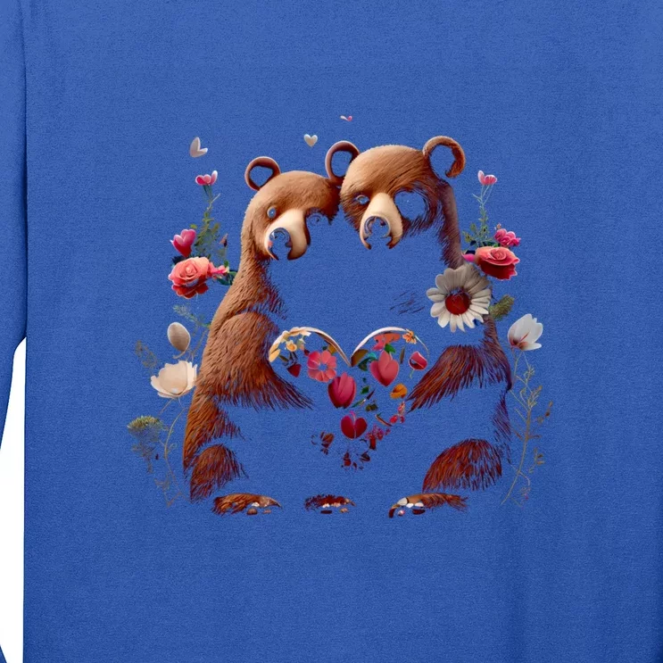 Heartgiftshaped Bear Couple Gift Valentine's Day Gift Long Sleeve Shirt