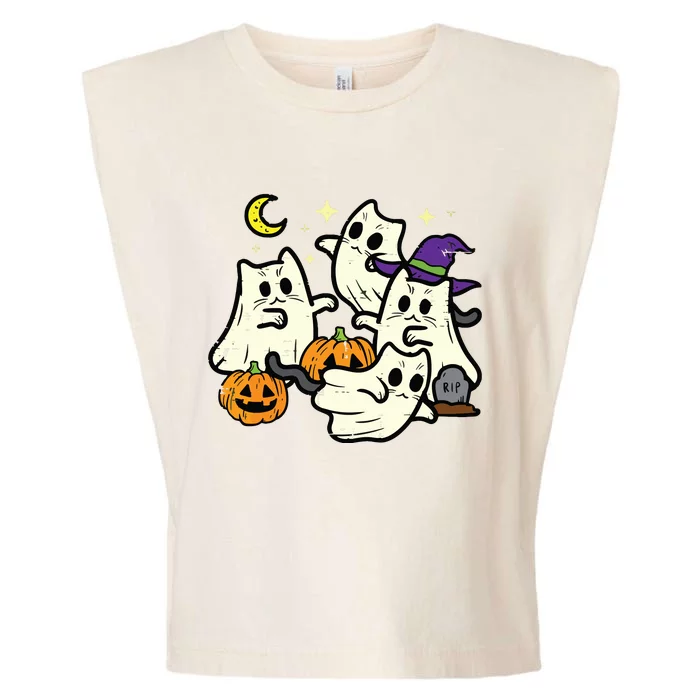 Halloween Black Cats Ghosts Costume Women Girl Garment-Dyed Women's Muscle Tee