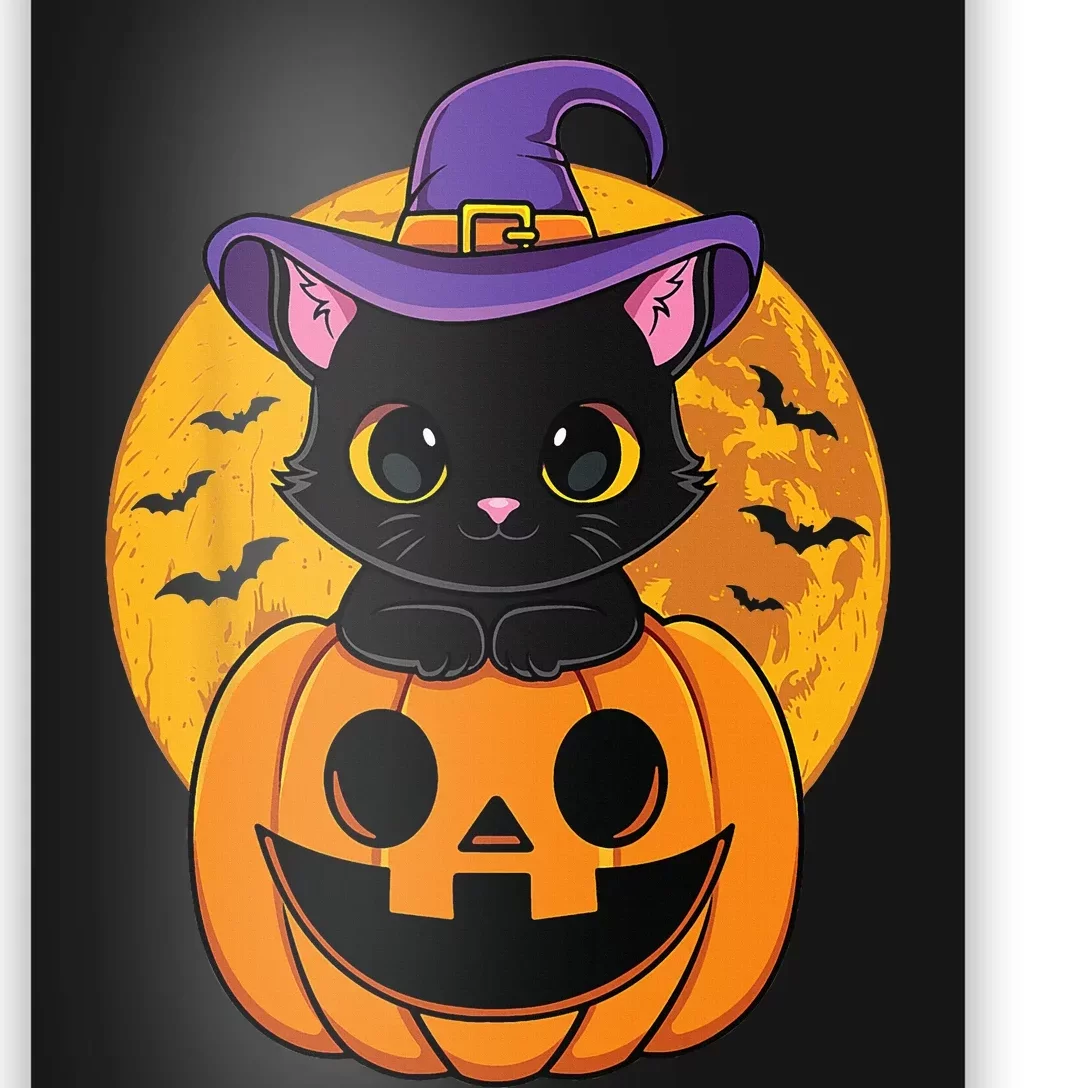 Halloween Black Cat Witch Hat Pumpkin Poster