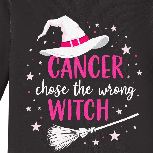 Halloween Breast Cancer Quote Cancer Chose The Wrong Witch Baby Long Sleeve Bodysuit