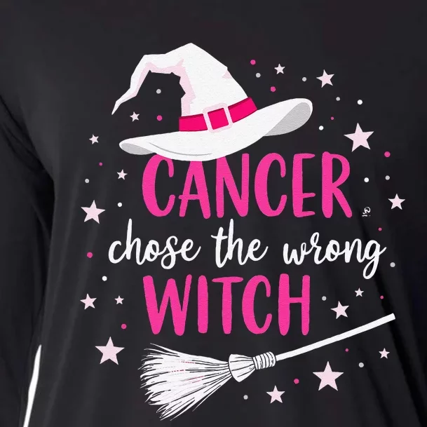 Halloween Breast Cancer Quote Cancer Chose The Wrong Witch Cooling Performance Long Sleeve Crew