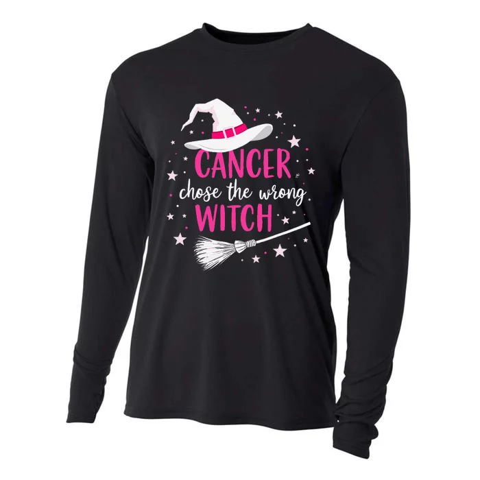 Halloween Breast Cancer Quote Cancer Chose The Wrong Witch Cooling Performance Long Sleeve Crew