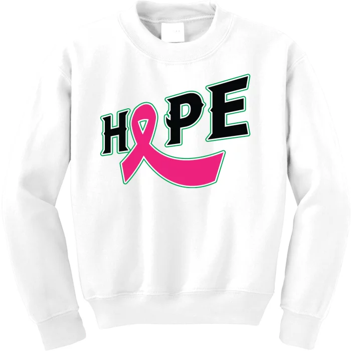 Hope Breast Cancer Awareness Pink Ribbon Kids Sweatshirt