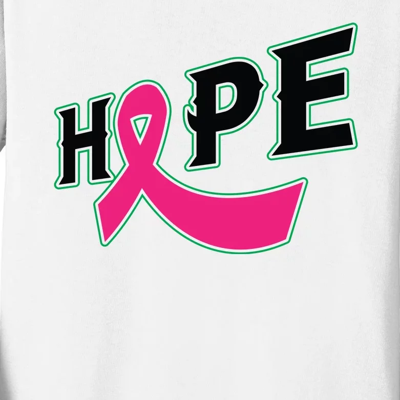 Hope Breast Cancer Awareness Pink Ribbon Kids Long Sleeve Shirt