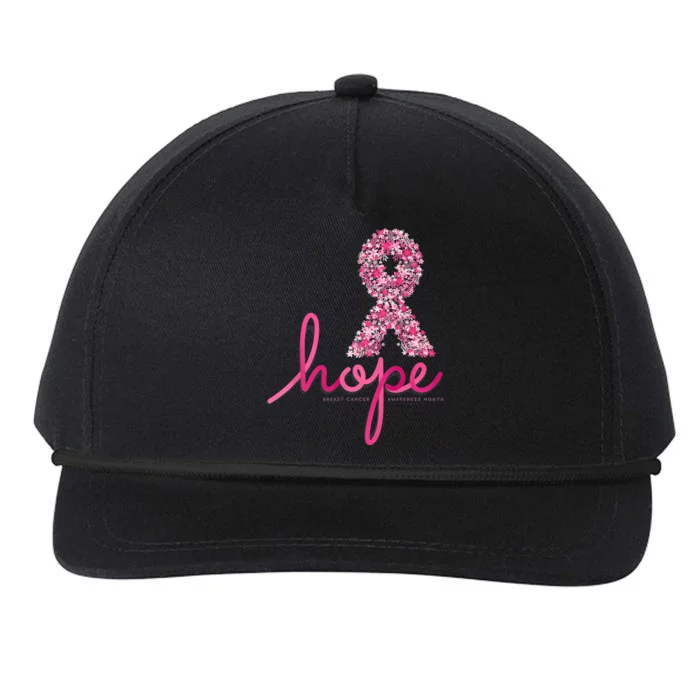 Hope Breast Cancer Awareness Shirt Pink Flowers Ribbon Snapback Five-Panel Rope Hat