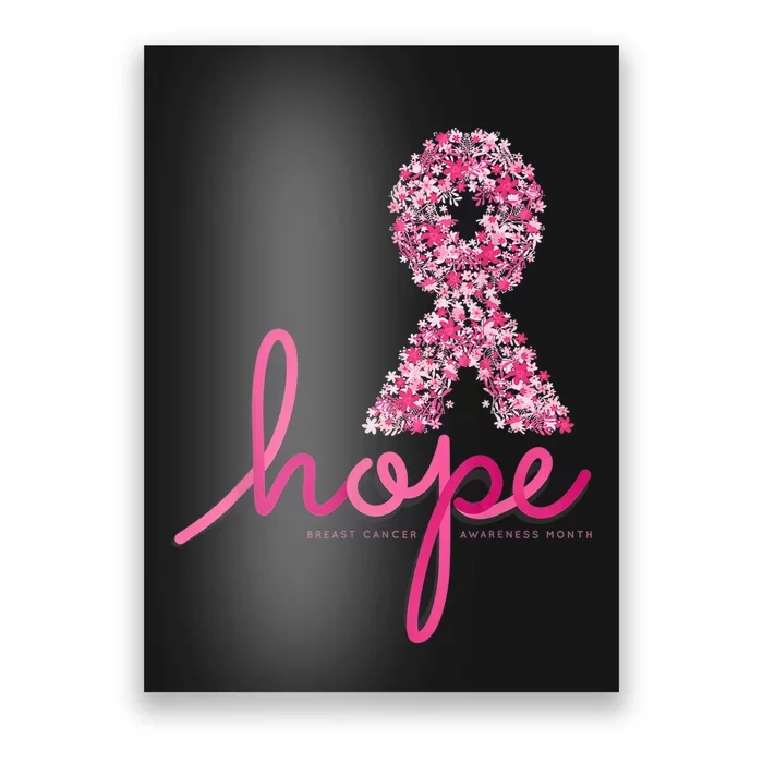 Hope Breast Cancer Awareness Shirt Pink Flowers Ribbon Poster