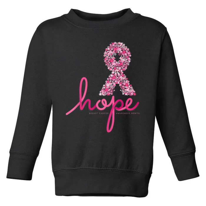 Hope Breast Cancer Awareness Shirt Pink Flowers Ribbon Toddler Sweatshirt