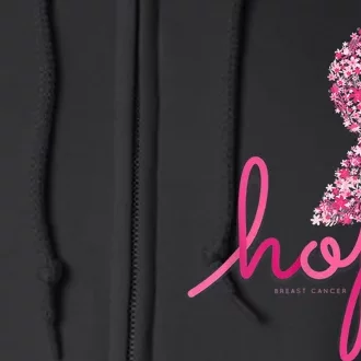 Hope Breast Cancer Awareness Shirt Pink Flowers Ribbon Full Zip Hoodie