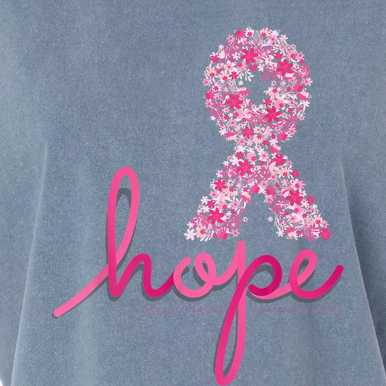 Hope Breast Cancer Awareness Shirt Pink Flowers Ribbon Garment-Dyed Women's Muscle Tee