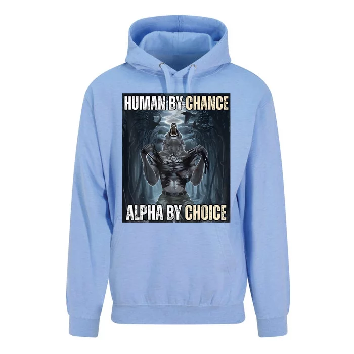 Human By Chance Alpha By Choice Cool Funny Alpha Wolf Meme Unisex Surf Hoodie