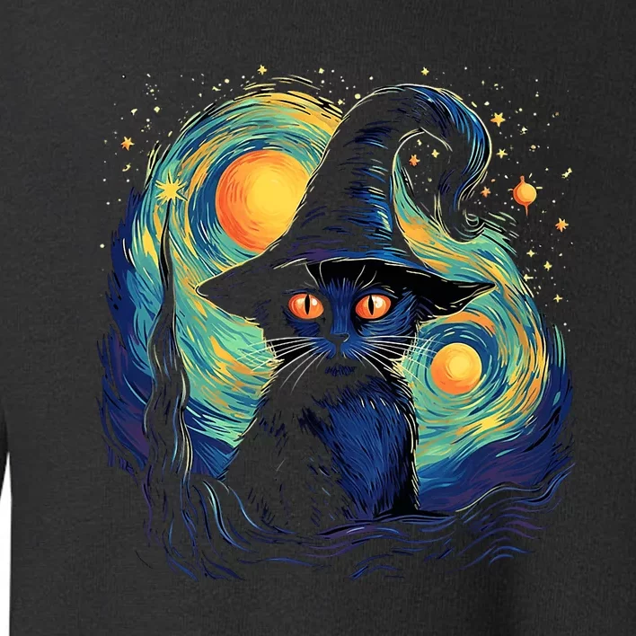 Halloween Black Cat Kitten Kitty Cat Witch Toddler Sweatshirt