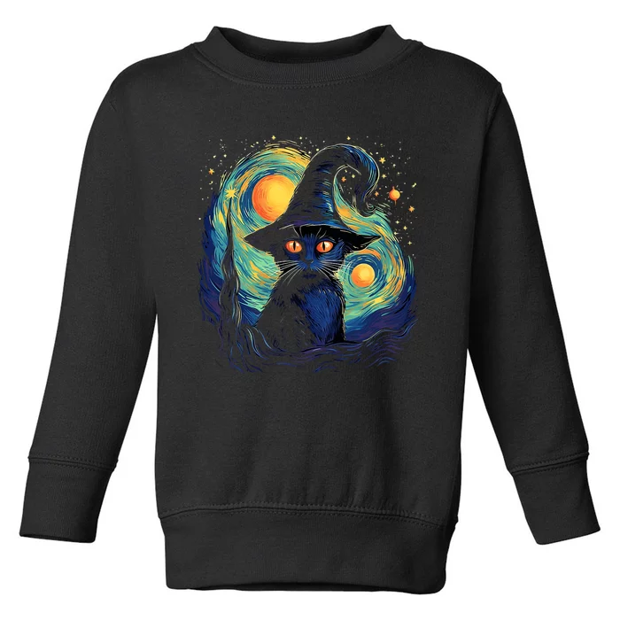 Halloween Black Cat Kitten Kitty Cat Witch Toddler Sweatshirt