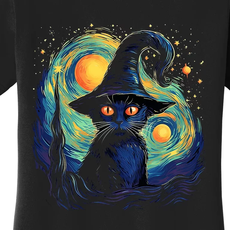 Halloween Black Cat Kitten Kitty Cat Witch Women's T-Shirt