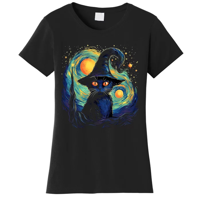 Halloween Black Cat Kitten Kitty Cat Witch Women's T-Shirt