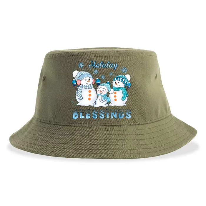 Holiday Blessings Christmas Snow Family Snowy Winter Meaningful Gift Sustainable Bucket Hat