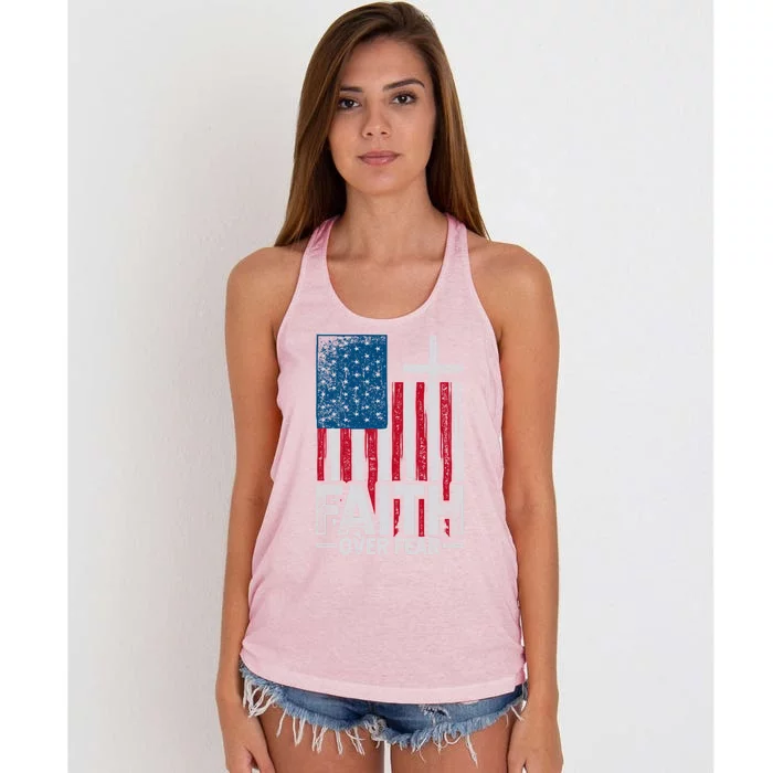 Holy Bible Christian American Patriotic Jesus Lord Prayer Gift Women's Knotted Racerback Tank