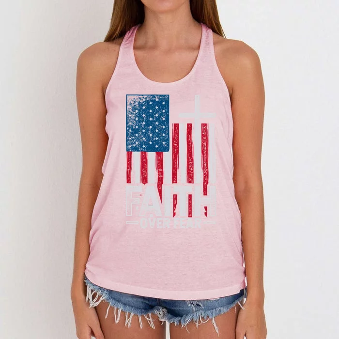 Holy Bible Christian American Patriotic Jesus Lord Prayer Gift Women's Knotted Racerback Tank