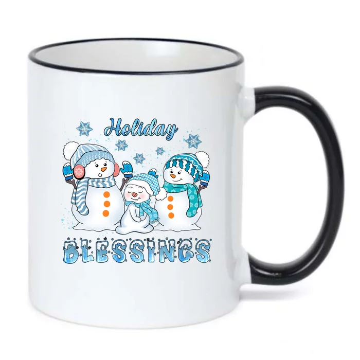 Holiday Blessings Christmas Snow Family Snowy Winter Gift Black Color Changing Mug